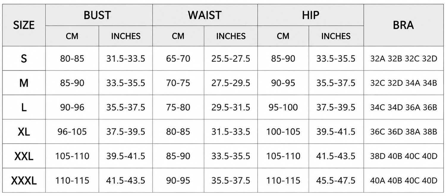 Size guide chart